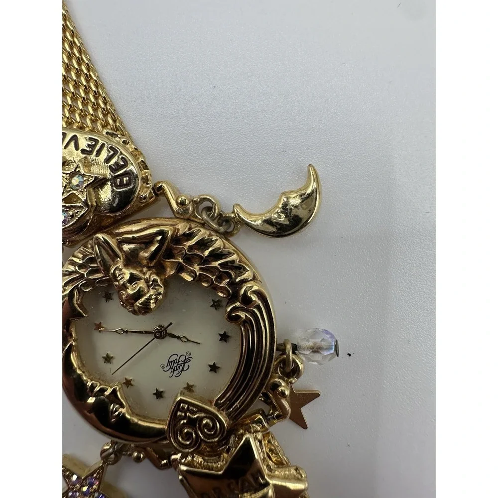 Kirk’s Folly “Angel Time” Celestial Fairy Wristwatch Gold Tone 1994 Anniversary